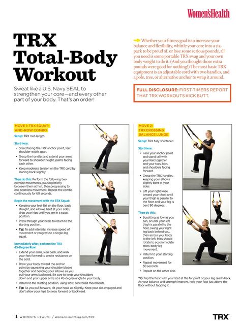 PDF of the TRX Total Body Workout - Donloree Trx Workouts Routine, Trx Pilates, Workout Routine For Beginners, Trx Full Body Workout, Trx Exercises, Full Body Workout Plan, Workouts For Beginners, Full Body Cardio, Trx Workouts