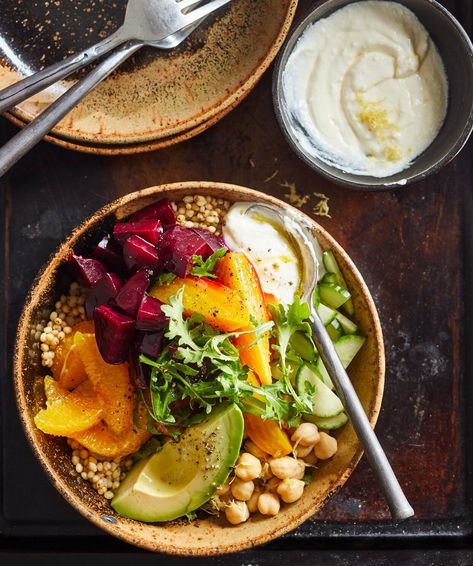 roasted-beet-citrus-sorghum-RU335879 Grain Bowl Recipe, Chicken Lentil, Recipes Veggie, Complete Meals, Creamed Cucumbers, Lentil Tacos, Beet Salad Recipes, Meal Inspiration, Magazine Recipes