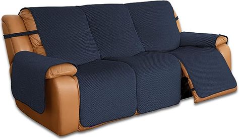 Easy-Going Recliner Sofa Covers, Water Resistant Reversible 3 Seat Recliner Cover, Velvet Couch Cover for Living Room, 3 Pieces Recliner Sofa Covers for Kids, Dogs, Pets (Recliner Sofa, Navy) Velvet Couch Cover, Sofa Navy, Recliner Cover, Velvet Couch, Recliner Sofa, Couch Cover, Couch Covers, Water Resistant Fabric, Slipcovered Sofa