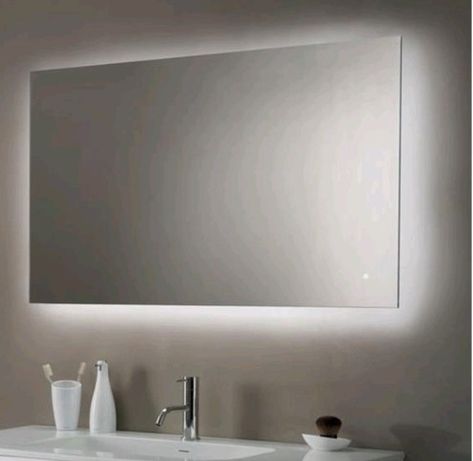 Mirror With Lights Behind It, Low Voltage String Lights, Bath Ideas, Best Bath, Beige Light, White Beige, New Builds, Mirror With Lights, String Lights