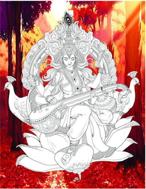 for nageen prakashan Mata Saraswati, Kerala Mural Painting, Indian God, Digital Sketch, Indian Art Gallery, Ganesh Art, Beautiful Art Paintings, Hinduism Art, Vedic Art