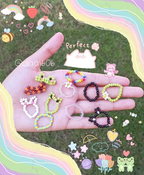 Cincin Manik Manik, Cincin Manik Aesthetic, Fairy Bracelets, قلادات متدلية, Diy Jewelry Making Tutorials, Beads Ring, Diy Beaded Rings, Manik Manik, Paper Dolls Diy