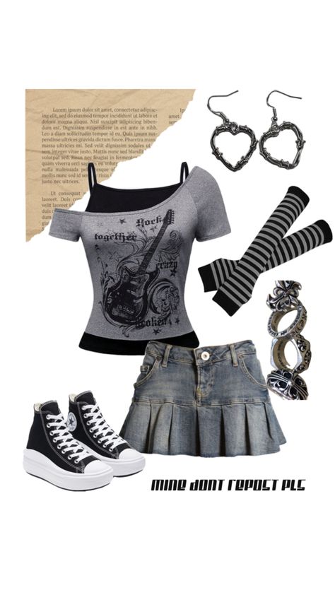 #grungeoutfits #outfits #y2k #grunge #converseoutfits #gloveoitfits #skirtoutfits #zb1 Y2k Clothes Grunge, Y2k Grunge School Outfits, Girly Grunge Outfits Fall, Grey Grunge Outfit, Nerdy Grunge Outfits, Y2k X Grunge, 200s Grunge Outfits, Shein Code Outfits, Y2k Blouse Outfit