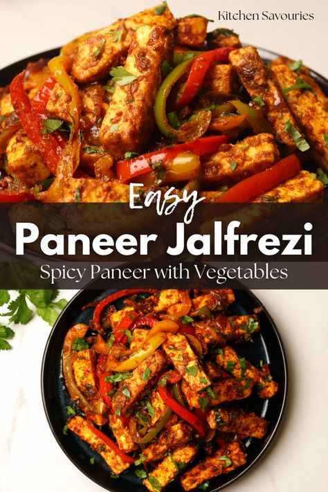 Easy Paneer Jalfrezi | Make the Perfect Restaurant style Jalfrezi with step by step recipe and video tutorial. 

Paneer Jalfrezi is a tasty vegetarian Indian paneer curry, created during the British colonial period. It features paneer, which is a type of Indian cottage cheese, along with bell peppers, onions, tomatoes, and various spices. This dish is more popular in the UK and is commonly served alongside naan, roti, jeera rice, basmati rice, or as a filling for kathi rolls. Paneer Recipes Indian, Paneer Jalfrezi, Jalfrezi Recipe, Rice Basmati, Naan Roti, Paneer Curry, Indian Dinner Recipes, Restaurant Style Recipes, Paneer Dishes