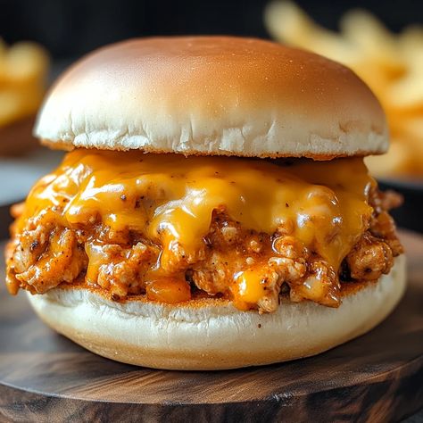 Cajun Chicken Sloppy Joe Cajun Chicken Sloppy Joes Recipe, Chicken Sloppy Joes Crock Pot, Cajun Sloppy Joes, Chicken Alfredo Sloppy Joes, Buffalo Chicken Sloppy Joes, Cajun Chicken Sloppy Joes, Grammy Recipes, Chicken Sloppy Joe Recipe, Crock Pot Sloppy Joes