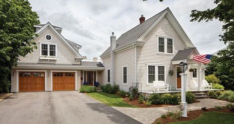 Attached garage Semi Attached Garage, Garage Addition Ideas Attached, Home With Attached Garage, Garage Addition Ideas, Garage Additions, Exterior Home Renovation, Manchester House, Room Above Garage, House Additions