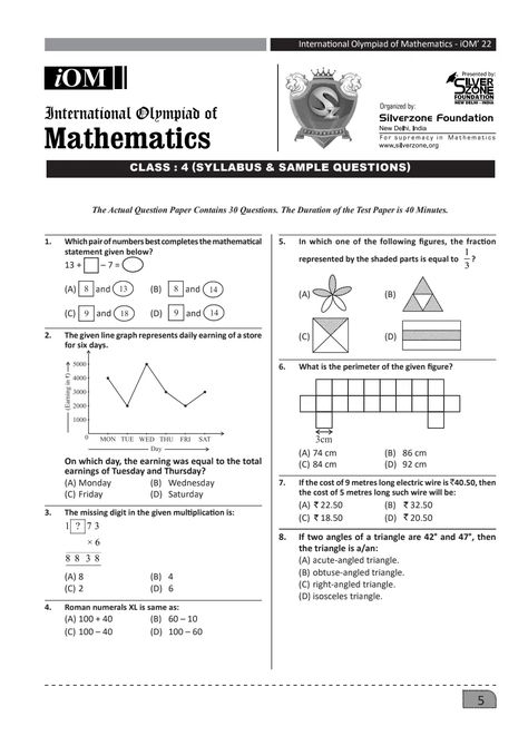 Class 4 iOM Maths Olympiad sample paper.pdf - Google Drive Class 3 Maths, Olympiad Exam, Maths Worksheet, Math Olympiad, Maths Paper, Maths Exam, Sample Paper, Exam Papers, Math Worksheet