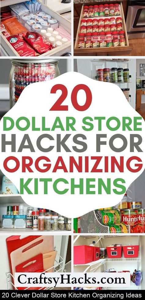 Get some kitchen inspo with these dollar store organizing tips! Organize kitchen on a low budget with dollar store hacks and declutter your whole home with these tips. #pantryorganization Dollar Store Kitchen Organization, Dollar Store Organizing Kitchen, Organizing Kitchen Cabinets, Kitchen Cabinet Organization Layout, Dollar Tree Kitchen Organization, Dollar Tree Kitchen, Cold Soups, Organizing Kitchen, Organize Kitchen