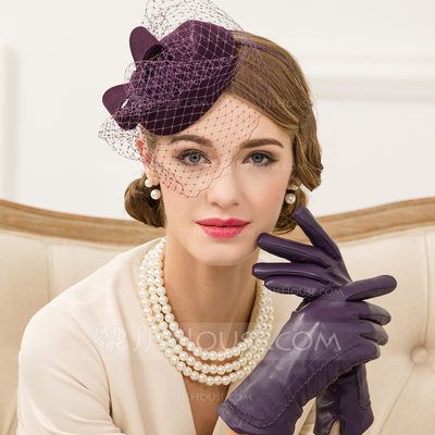 [US$ 27.99] Ladies' Vintage Wool With Tulle Fascinators (196106747) British Hats, Special Occasion Hats, Tea Hats, Purple Hat, Wool Fedora Hat, Tea Party Hats, Cocktail Hat, Chic Flowers, Fancy Hats