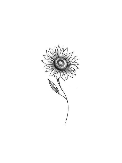 Simple Sunflower Tattoo Outline, Simple Sunflower Drawing, Sunflower Drawing Simple, Girasoles Tattoo, Sunflower Tattoo Stencil, Fine Line Sunflower Tattoo, Black And White Sunflower Tattoo, Simple Sunflower Tattoo, Line Art Sunflower