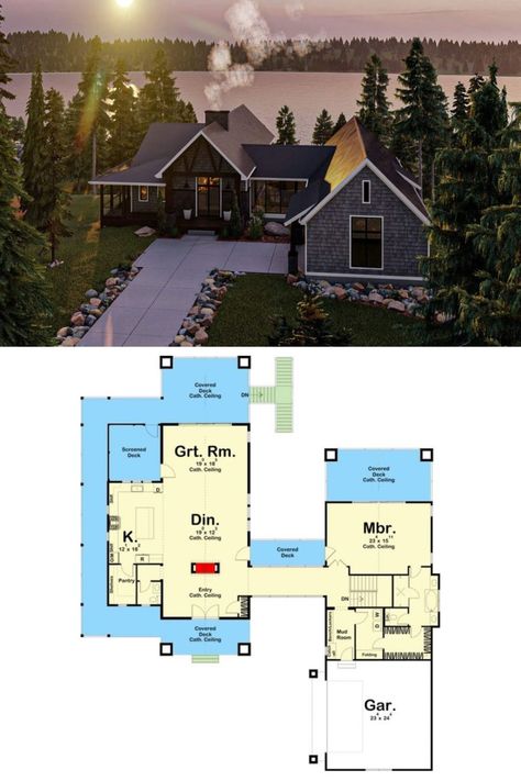 Craftsman 3 Bedroom House Plans, 2000 Sq Ft Lake House Plans, Single Story Lake House Plans, Mountain Cabin Floor Plans Layout, Craftmans House Plans, Mountain Cottage House Plans, Lake Cabin Floor Plans, 3 Bedroom One Story House Plans, Craftmans Style House Plans