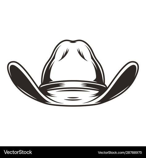 Cowboy Hat Drawing, Drawing Hats, Monochrome Style, Wild West Cowboys, Old Wagons, Hat Vector, Reference Art, Interior Design Elements, Monochrome Fashion