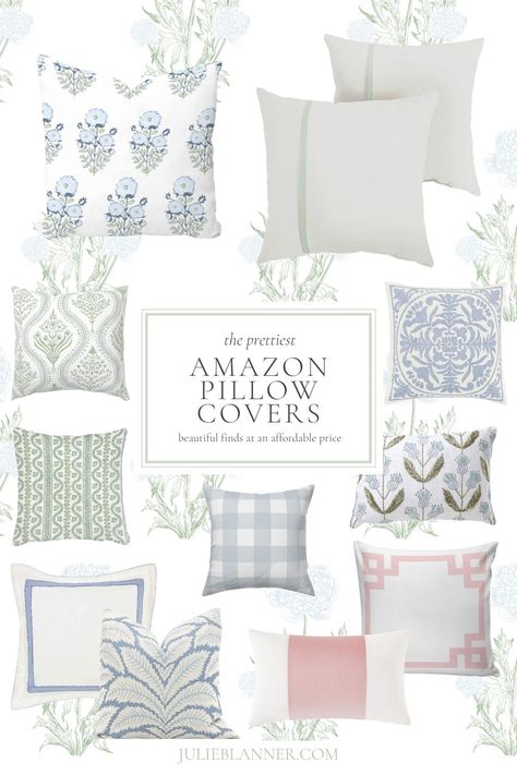 Best Amazon Room Decor, Southern Throw Pillows, Blue Grandmillenial Living Room, Grand Millennial Throw Pillows, Grandmillenial Throw Pillows, Grandmillennial Throw Pillows, Coastal Blue Throw Pillows, Serena And Lily Outdoor Pillows, Blue And Green Pillows On Bed