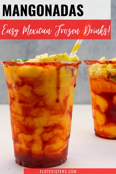 This super easy Mexican Mangonada recipe is full of tangy, fresh flavors and is perfect for those hot summer days. Also known as Mexican chamoyadas, this refreshing summer drink is made up of mango, tajin and chamoy. It's the perfect drink! #mango #summerdrinks #mangonada #slushie #smoothie #mexicanrecipes Mexican Chamoy Recipe, Tajin Dessert, Chamoy Alcohol Drinks, Healthy Mexican Snacks, Authentic Mexican Drinks, Mexican Smoothie, Mexican Snack Recipes, Mexican Summer Desserts, Mangonada Recipe Alcohol