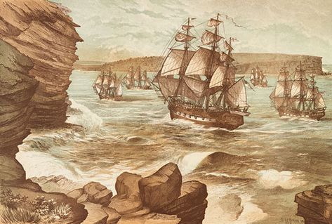 Colonial Australia - Kids | Britannica Kids | Homework Help Australian Artwork, First Fleet, Australian Painting, Botany Bay, Australia History, Australian History, Aboriginal People, Tall Ships, Royal Navy