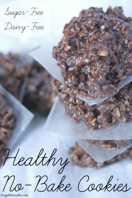 Healthy No-Bake Cookies - dairy free; sugar free; gluten free? I think... and no bake... a no brainer! Healthy No Bake Cookies, Healthy No Bake, Biscuits Diététiques, Cookies Sugar, Dessert Aux Fruits, Bake Cookies, Sugar Free Desserts, Sugar Free Recipes, Healthy Cookies