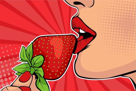 Pop Art Food, Pop Art Print, Retro Comic, Art Video, Art Pop, Comic Styles, Lovely Print, Illustration Print, Red Background