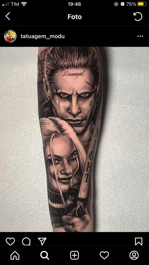 Joker Shoulder Tattoo, Harley Quinn And The Joker Tattoo, Harley Quinn Joker Tattoo, Joker Harley Quinn Tattoo, Harley Quinn And Joker Tattoo, Harley Queen Tattoo, Tattoo Harley Quinn, Joker And Harley Quinn Tattoo, Harley Quinn Tattoo Design