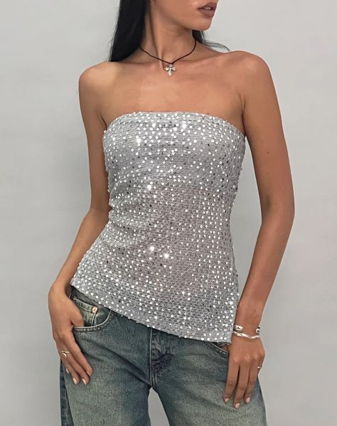 Silver Sequin Top, Sequin Knit, Fest Outfits, Outfit Styling, Nye Outfits, Party Fits, Disco Party, Mode Inspo, Going Out Outfits