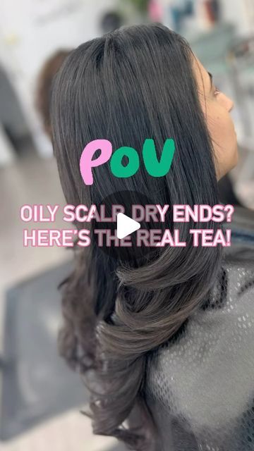 Diana Paulino on Instagram: "✨Does your scalp feel greasy by noon, but your ends are so dry you could start a 🔥 ? 🤔 Trust me, you’re not alone – this combo is a MAJOR struggle! Let’s break down what’s really going on and how you can fix it. 👇

👉 Why the greasy roots + dry ends situation?
Your scalp is like a well-oiled machine (literally) that produces natural oils to protect your hair. But when you overwash or use harsh shampoos, your scalp goes into overdrive, making it extra oily. Meanwhile, those poor ends are left parched and thirsty AF.

👎 Overwashing, using the wrong products, or skipping conditioner all mess up your hairs natural balance. You might think stripping the oils will fix the grease, but it’s only making it worse! 😵‍💫

🛠️ How to fix it:

	1.	Cut down on washing – Oily Roots Dry Ends Hair, Dry Hair Ends, Oily Roots, The Grease, Natural Balance, Oily Scalp, Sulfate Free Shampoo, Hair Problems, Hair Stylist Life