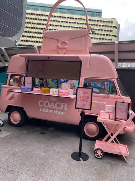 Mobile Pop Up Shop, Pink Container Cafe, Aesthetic Ice Cream Truck, Pink Ice Cream Truck, Pink Vending Machine, Popup Event, I’ve Cream Truck, Mobile Fashion Truck, Experiential Marketing Events