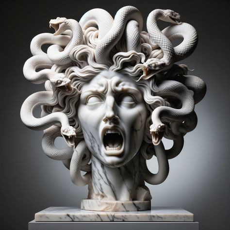 Medusa Statue Sculpture, Medusa Sculpture, Medusa Statue, Medusa Artwork, Greek God Tattoo, Zeus Tattoo, Medusa Tattoo Design, Medusa Art, Medusa Gorgon