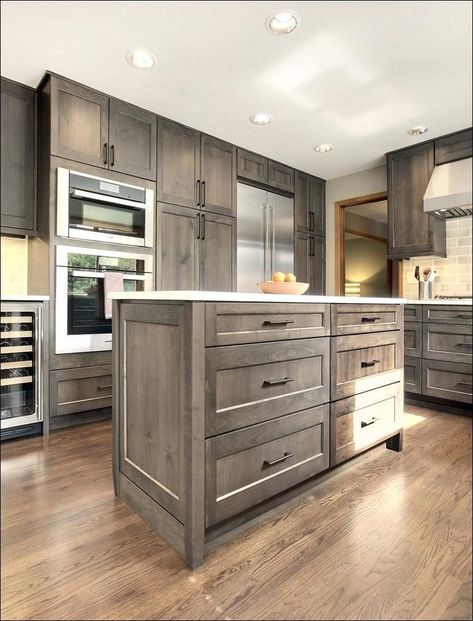 Grey Stained Kitchen Cabinets, Stained Kitchen Cabinets, Shaker Kitchen Cabinets, Staining Cabinets, Oak Kitchen Cabinets, Paint Kitchen, Gray Cabinets, Farmhouse Kitchen Cabinets, Decor Ikea