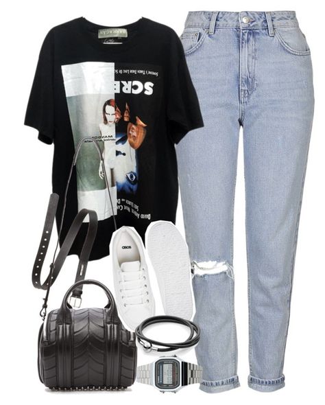 "Outfit for spring with boyfriend jeans and a black tee" by ferned ❤ liked on Polyvore featuring Topshop, Acne Studios, Alexander Wang, ASOS and Casio Black Tee Outfit, Spring Jeans, Outfit For Spring, Boyfriend Outfit, Black Tees, Mode Chanel, Clothing Blogs, With Boyfriend, Dior Haute Couture