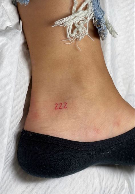 222 Tattoo Ankle, 444 Tattoo Ankle, Small Number Tattoo Placement, 11:11 Tattoo, 11:11 Tattoo Ideas, Emma Tattoo, Cute Meaningful Tattoos, 222 Tattoo, 11 11 Tattoo