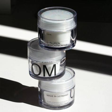 OM is a German unisex skincare company that makes products containing hyaluronic acid, an anionic with many benefits including dry skin alleviation, wrinkle reduction and faster wound healing. It’s produced naturally by within our bodies, impressively containing up to six litres of water per gram. Vintage Lenses, Wrinkle Reduction, Brand Color Palette, Skincare Brand, Clean Ingredients, Cosmetics Brands, Corporate Identity, North East, Brand Packaging