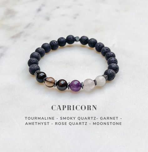 Capricorn Gifts, Capricorn Crystals Zodiac Bracelet, Astrology Jewelry - Etsy Canada Capricorn Crystals, Capricorn Energy, Crystals Zodiac, Capricorn Astrology, Best Healing Crystals, Capricorn Gifts, Crystals Black, Astrology Jewelry, Capricorn Zodiac