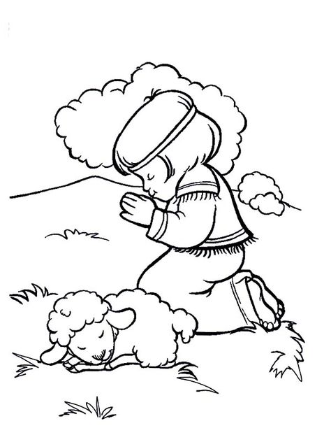 David The Shepherd Boy Pray In The Meadow Coloring Pages : Kids Play Color David The Shepherd, David Bible, Nativity Painting, Coloring Pages Ideas, Sunday School Coloring Pages, Christian Preschool, Pages Ideas, Children's Church Crafts, Pages To Color