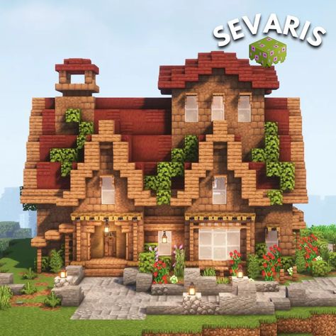 Minecraft Starter House Cottagecore, Minecraft Houses With Brick, Minecraft House Ideas 2 People, Granite House Minecraft, Cozy Starter House Minecraft, Minecraft General Store, Minecraft Starter House Medieval, Small Starter Home Minecraft, Fantasy Minecraft Starter House