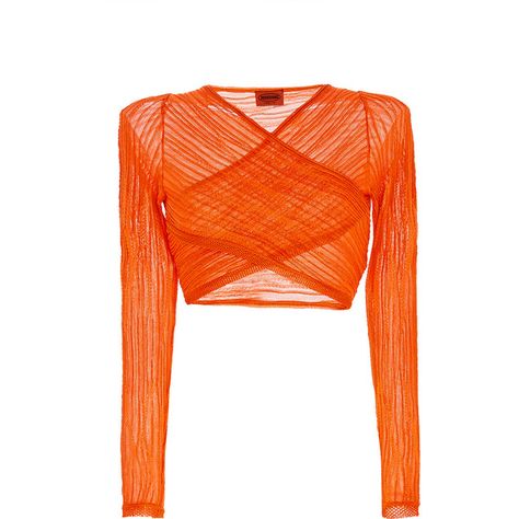 Missoni Cropped Ribbed Blouse (€910) ❤ liked on Polyvore featuring tops, blouses, orange crop top, orange top, v neck crop top, wrap top and long sleeve v neck blouse Ribbed Blouse, Blouse Crop, Orange Crop Top, Long Sleeve Wrap Top, Orange Blouse, Orange Shirt, Orange Top, Top Crop, Kpop Fashion Outfits