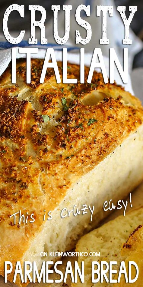 First Bread Recipe, Italian Bread Recipe, Loaf Bread Recipe, Crusty Bread Recipe, Italian Bread Recipes, Parmesan Bread, Dutch Oven Bread, Bread Maker Recipes, Artisan Bread Recipes