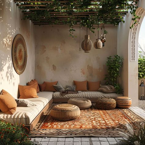 Vibrant moroccan landscape colors Desert Balcony Ideas, Morocco Home Decor, Marrakech Interior Design, Morocco Garden, Moroccan Outdoor Decor, Marrakech Interior, Traditional Interior Design Style, Moroccan Terrace, Moroccan Color Palette