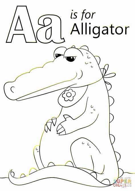 A Is For Animals, Alligator Coloring Page Free Printable, Alligator Coloring Page, A Is For Alligator, Abc Coloring Pages Free Printable, Letter A Coloring Page Free Printable, Color Letters Alphabet Free Printable, Letter A Printables, Alphabet Coloring Pages Free Printable