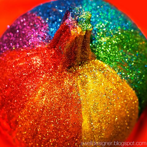 Rainbow Glitter Pumpkin Glitter Wallpaper Iphone, Pumkin Decoration, Glittery Pumpkins, Triangle Eye, Glitter Pumpkins, Rainbow Bright, Glitter Force, Rainbow Glitter, Painted Pumpkins