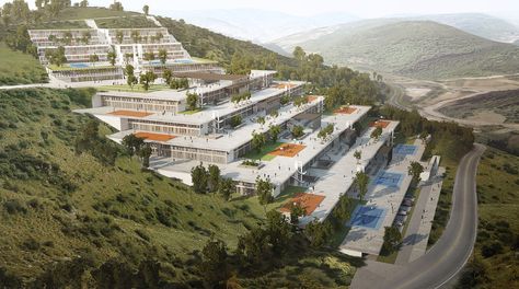 Image 2 of 9 from gallery of Ziya Imren Wins Competition for Instanbul's Beykoz School Complex. Photograph by Ziya Imren Architects Terrace Building, Mountain Architecture, Sacred Architecture, Resort Design, Architecture 3d, Social Housing, Architecture Design Concept, Education Architecture, Space Architecture