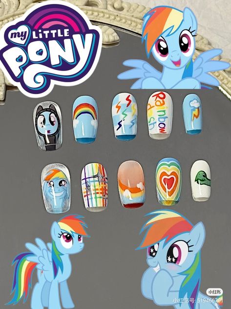 Mlp Nails, Kawaii Nails, Nail Design, Nails Inspiration, Art Lessons, Nail Ideas, My Little Pony, Design Ideas, Nail Designs