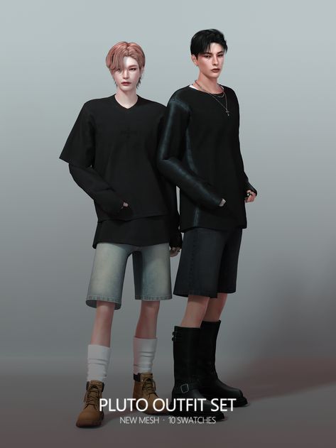 [Preview] PLUTO Outfit Set | Patreon Sims 4 Cc Finds Clothes Male, Sims Mens Clothes, Male Outfit Cc Sims 4, Sims 4 Mens Clothing Cc, Men Clothes Sims 4 Cc Patreon Free, Sims 4 Male Shirts Cc, Sims 4 Boys Cc Clothing, Sims 4 Cc Male Shorts, Sim4 Cc Clothing Male