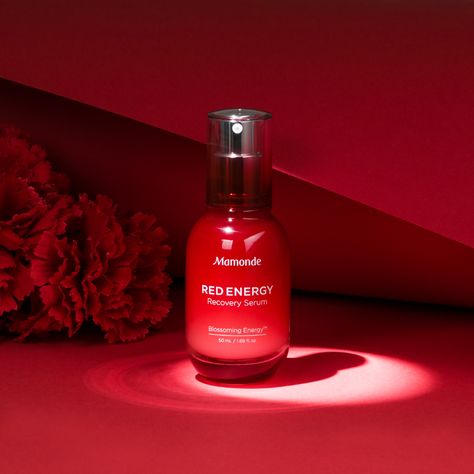 Red Perfume Photography, Valentine Product Photography, Red Product Photography, Red Skincare, Retinol Intense, Red Monochromatic, Red Perfume, Rose Skincare, Red Energy