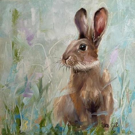 Easter Rabbit Painting, Painting Of Rabbit, Rabbit Paintings On Canvas, How To Paint A Bunny, Rabbit Painting Easy, Rabbit Painting Acrylic, Painting Bunnies, Bunny Paintings, Rabbit Paintings