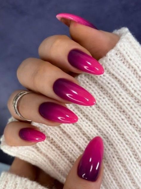 Summer Ombre Nails, Red Ombre Nails, Unghie Sfumate, Pink Ombre Nails, Valentine Nails, Purple Nail, Ombre Nail Designs, Pink Nail, Fancy Nails