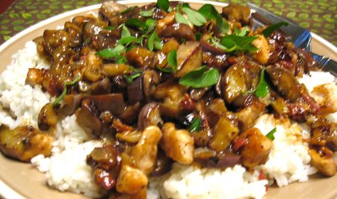 IMG_7261 Tofu And Eggplant, Chicken And Eggplant, Chicken Eggplant, Soft Tofu, Minced Chicken, Eggplant Recipes, Tofu Recipes, Kung Pao Chicken, Weeknight Dinner