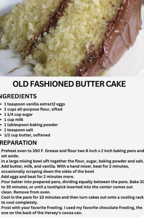 Butter Yellow Cake Recipe, Yellow Chocolate Cake, Butter Cake With Chocolate Frosting, Pound Cake Recipes Easy, Cake With Chocolate Frosting, Cake Recipes Easy Homemade, Butter Cake Recipe, Cake Recipes From Scratch, Homemade Cake Recipes