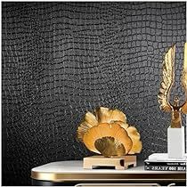 Black Peel And Stick Wallpaper, Crocodile Wallpaper, Peel Off Wallpaper, Paper Texture Wallpaper, Black Textured Wallpaper, Off Wallpaper, Wallpaper Stairs, Powder Room Wallpaper, Black Accent Walls