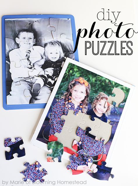 DIY Photo Puzzles - Blooming Homestead Photo Quilts, Diy Photo Frames, Diy Puzzles, Diy Spring, Puzzle Piece, Photo Puzzle, Diy Photo, Photo Craft, Craft Inspiration