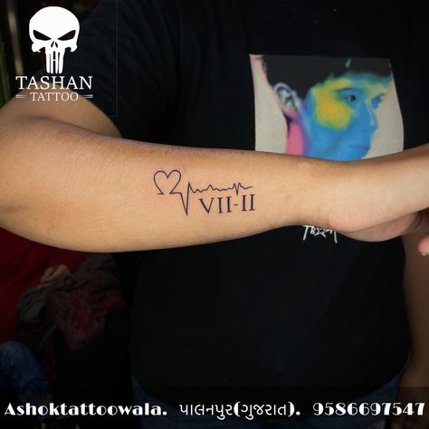 TashanTattoo
AshokTattooWala
S.20. Tirupati plaza
Opp. New bus stand
Near gd modi collage
Palanpur (gujrat)
9586697547
9687533310 Heartbeat Tattoo With Roman Numerals, Heartbeat Tattoo With Birthdate, Heartbeat Tattoo Ideas, Heartbeat Tattoos, Bicep Tattoo Women, Portrait Tattoo Sleeve, Simple Arm Tattoos, Heartbeat Tattoo, Date Tattoos