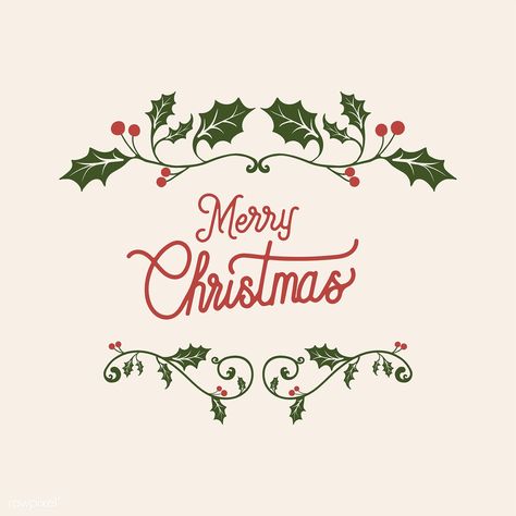 Aesthetic Merry Christmas Text, Merry Christmas Images Cute, Marry Christmas Design, Christmas Logo Design, Vintage Christmas Illustration, Christmas Logo, Merry Christmas Design, Christmas Branches, Christmas Badge